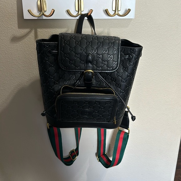 Black Leather Backpack - Picture 1 of 13